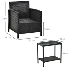 2-Seater Rattan Patio Bistro Set