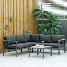 5 Seater L Shape Aluminium Garden Corner Sofa Set with Coffee Table