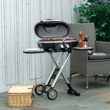 Foldable 2-Burner Gas BBQ Grill with Side Shelves