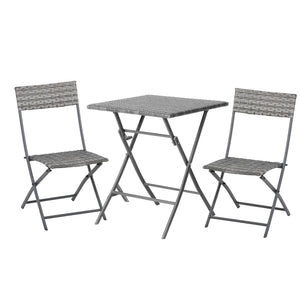 Brown Rattan Bistro Set | Table and 2 Chairs for Two