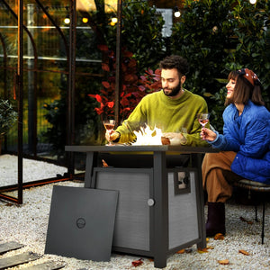 50,000 BTU Gas Fire Pit Table with Cover 71 x 71cm  - Grey