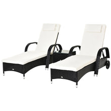 Rattan Sun Lounger Set with Wheeling Recliners