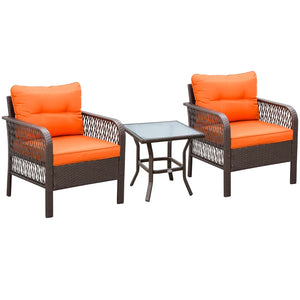 3-Pc Patio Rattan Bistro Set