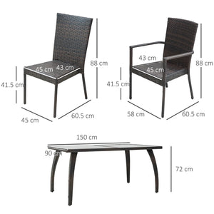 7 Pieces Rattan Garden Dining Set - Rattan Table and Chair Sets 