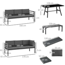 8-Seater Aluminium Outdoor Dining & Conversation Sofa Set with Bench