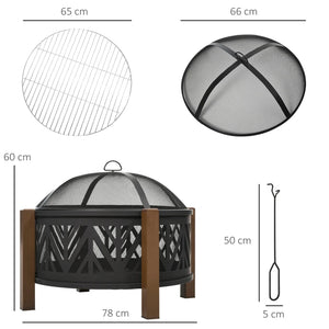 2-In-1  Outdoor Firepit Bowl with BBQ Grill