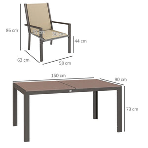 7-Piece Garden Dining Set with Plastic Wood-Top Table