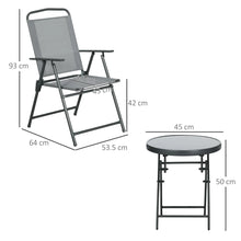 3-Piece Garden Bistro Set: Foldable Chairs & Glass Table