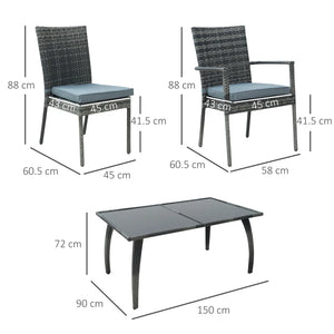 7 Pieces Rattan Garden Dining Set - Rattan Table and Chair Sets 