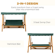 3 Seater 2-in-1 Wooden Garden Swing 