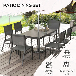 Seven-Piece Steel Dining Set, with Aluminium-Top Table