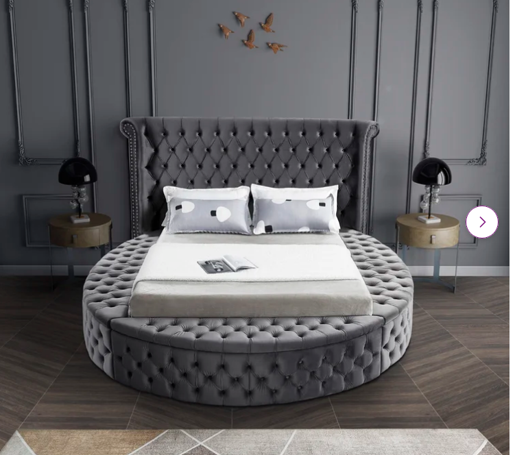 Round Bed-Double With Mattress and Storage Box