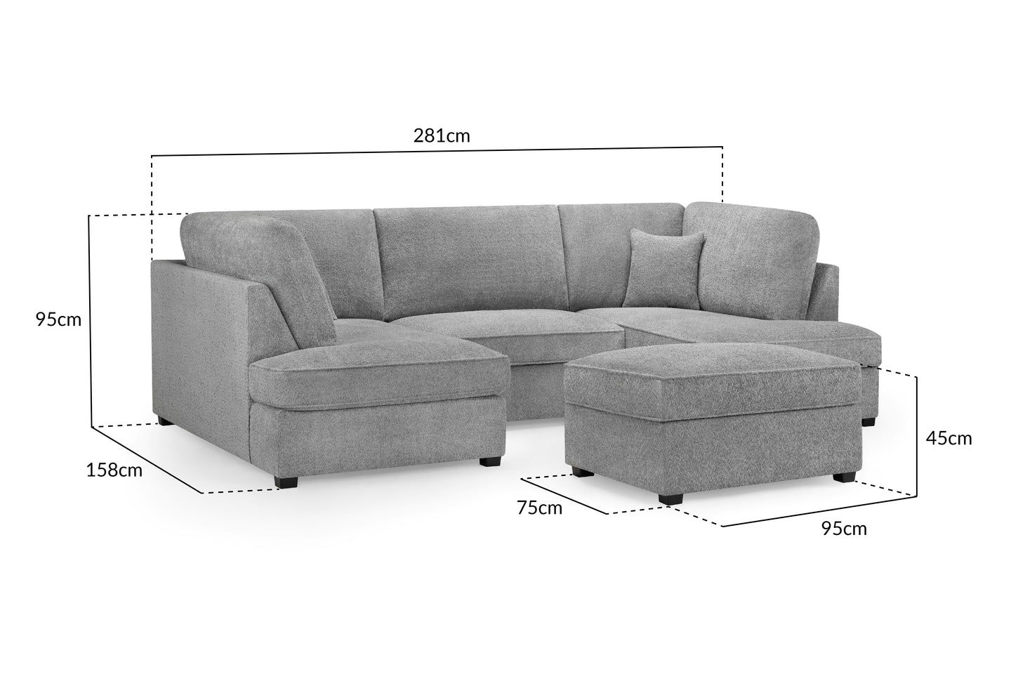 Carnaby U Shape Corner Sofa Dimensions
