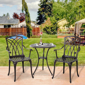 Aluminium 3-Piece Bistro Set: Coffee Table & 2 Chairs