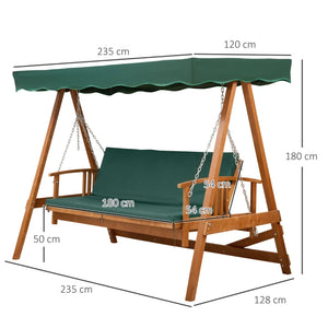 3 Seater 2-in-1 Wooden Garden Swing 