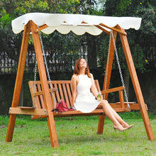 3-Seater Pinewood Swing Chair - Green/white