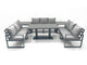 Dark Grey Aluminium 9-Seater Garden Sofa Set with Adjustable Rising Dining Table and Side Tables
