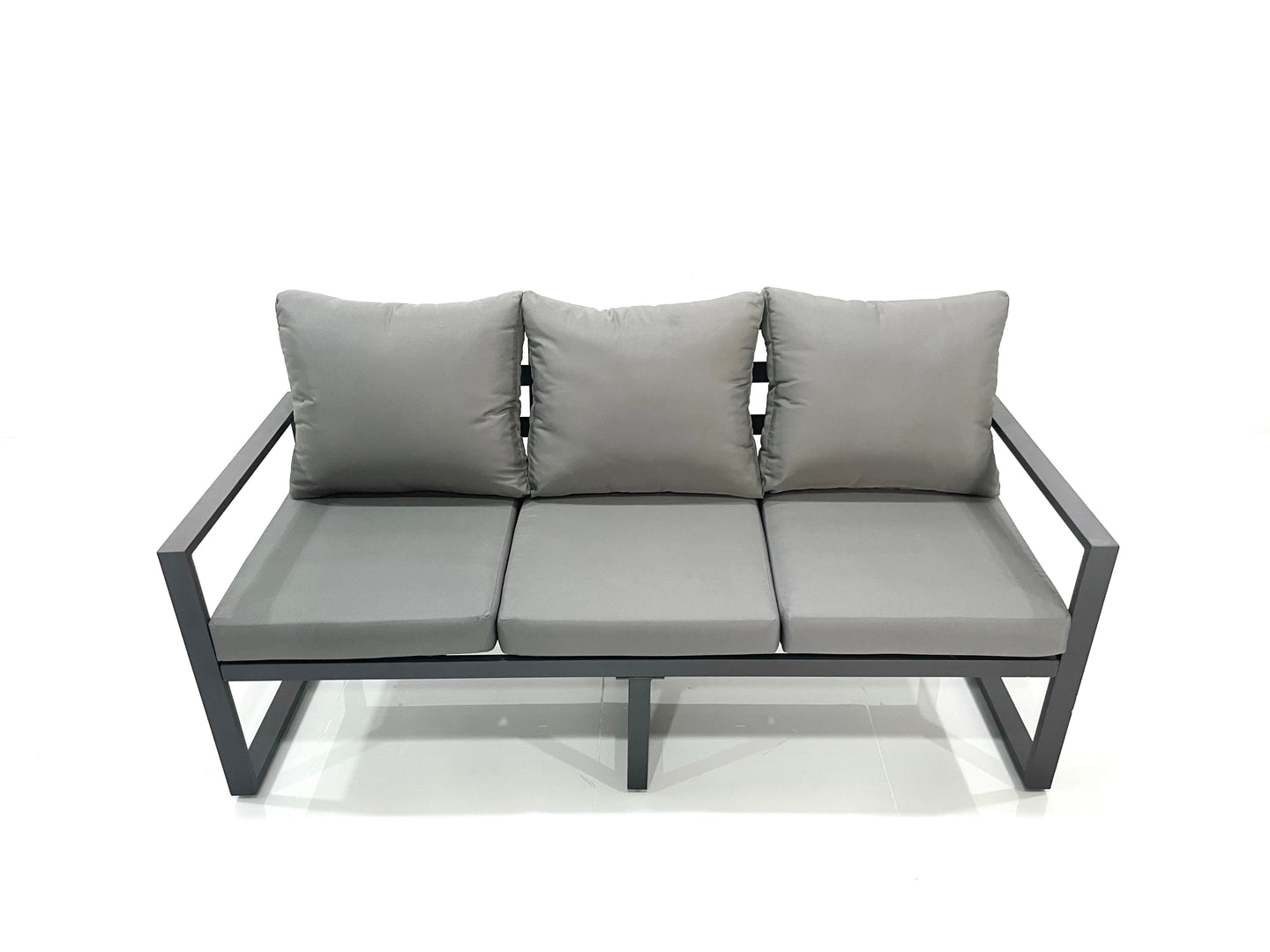 Dark Grey Aluminium 9-Seater Garden Sofa Set with Adjustable Rising Dining Table