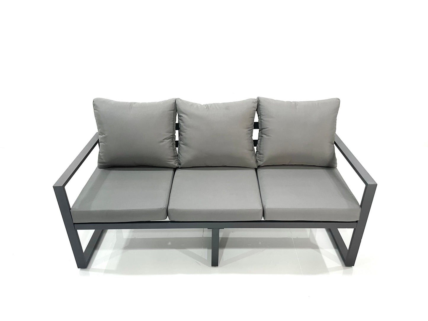 Dark Grey Aluminium 9-Seater Garden Sofa Set with Adjustable Rising Dining Table