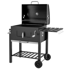 Charcoal Grill BBQ Trolley with Adjustable Grate & Smoker