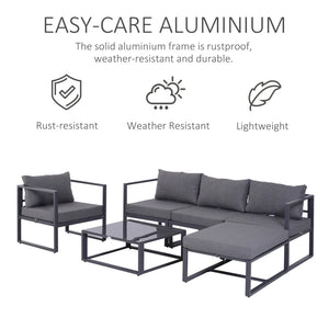 6-Piece Aluminium Outdoor - Indoor Sectional Sofa Set 