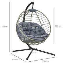 PE Rattan Swing Chair with Metal Stand & Thick Padded Cushion