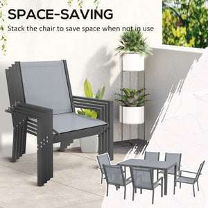 7-Piece Garden Dining Set with Plastic Wood-Top Table