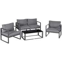 4-Piece Aluminium Patio Sofa Set with Cushions