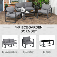 4-Piece Aluminium Patio Sofa Set with Cushions