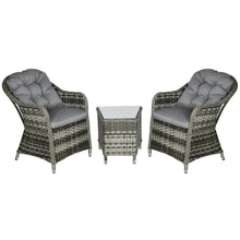 3 PCS Rattan Garden Seating Set | 2 Armchairs & Table 