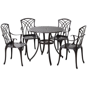 5 Pieces Outdoor Dining Table Set - Cast Aluminium Patio Conversation Furniture Set 