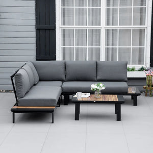 Aluminium Garden Furniture Set - 5-Seater L-Shape Sofa