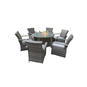 Fenton Round Rattan Garden Set with Fire Pit  | Rattan Garden Furniture