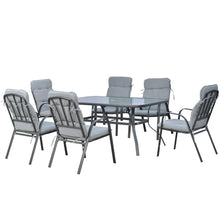 7 Piece Garden Dining Set - Outdoor Dining Table and 6 Cushioned Armchairs