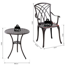 Aluminium 3-Piece Bistro Set: Coffee Table & 2 Chairs