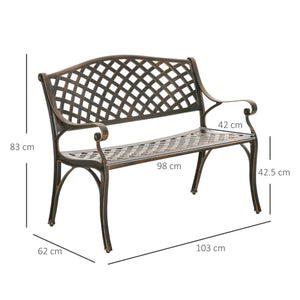 Cast Aluminium Outdoor Garden Bench - Antique Patio Loveseat