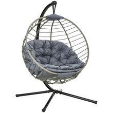 PE Rattan Swing Chair with Metal Stand & Thick Padded Cushion