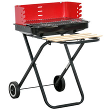 Charcoal Trolley BBQ Grill with Windshield & Side Trays