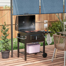 Charcoal Grill BBQ Trolley with Adjustable Grate & Smoker