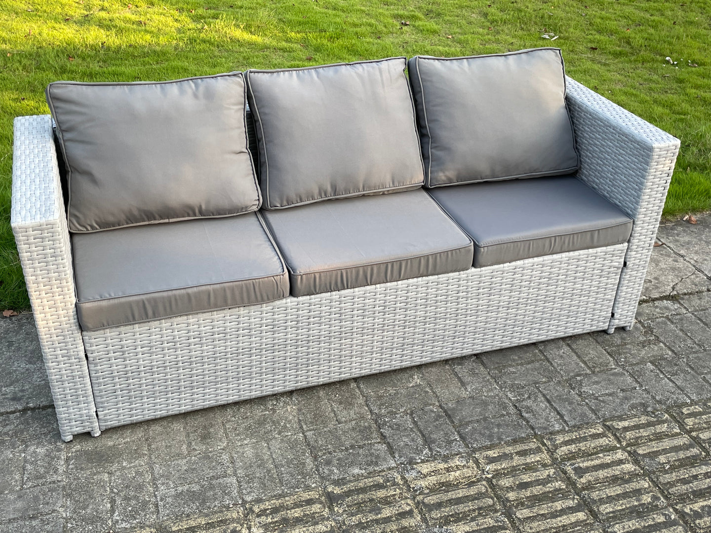 6 Seater PE Wicker Light Garden Corner Sofa Sets
