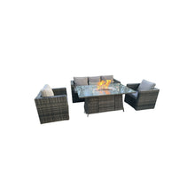Halo 5 Seater Rattan Garden Furniture With Gas Fire Pit Table