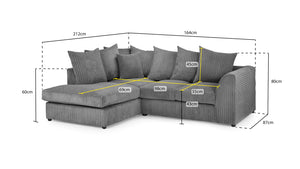 Harley Jumbo Sofa left hand facing Dimensions