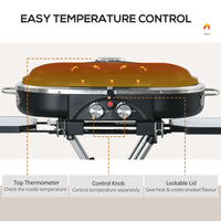 Foldable 2-Burner Gas BBQ Grill with Side Shelves