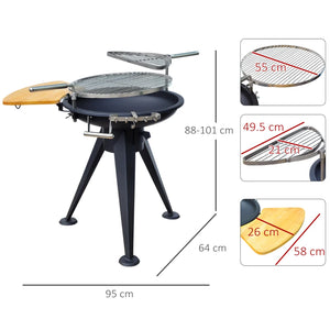 Round BBQ Grill W/Cutting Board