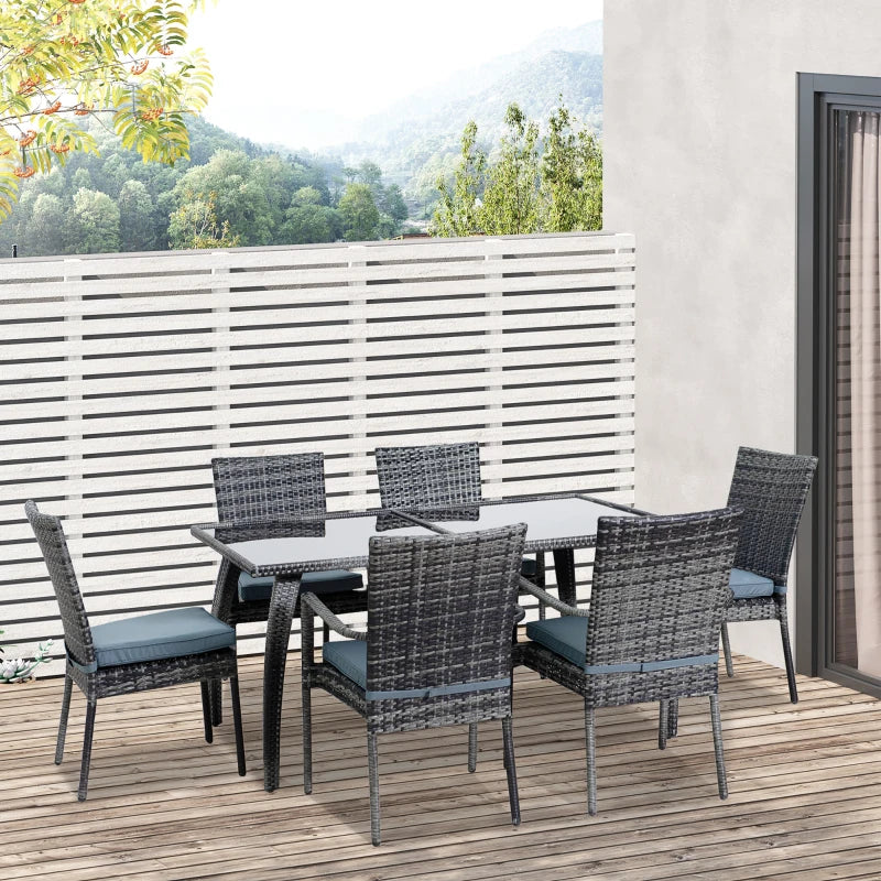 7 Pieces Rattan Garden Dining Set - Rattan Table and Chair Sets 