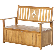 2 Seater Garden Storage Bench -Wooden Garden Bench with Armrests