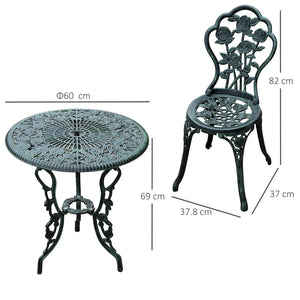 3 PC Cast Aluminium Outdoor Patio Garden Bistro Set 