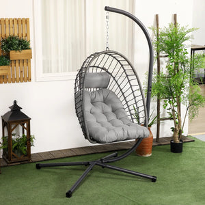 Outdoor Rattan Swing Chair with Cushion