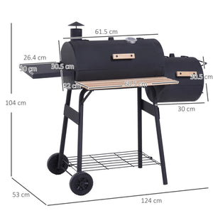 Portable Charcoal BBQ Grill with Solid Wood Accents