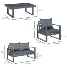 4 Piece Aluminium Garden Sofa Set with Coffee Table